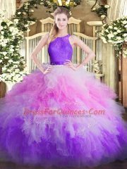 Multi-color Sleeveless Ruffles Floor Length Quince Ball Gowns