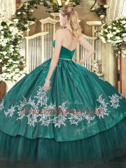 Noble Burgundy Sleeveless Floor Length Appliques Zipper Quince Ball Gowns