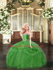 Green Sweetheart Neckline Ruffles Quinceanera Dresses Sleeveless Lace Up