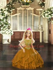 Ball Gowns 15 Quinceanera Dress Brown Scoop Organza Sleeveless Floor Length Lace Up