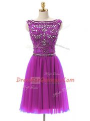 Glorious Mini Length Empire Sleeveless Fuchsia Homecoming Dress Zipper