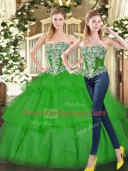 Sleeveless Beading and Ruffled Layers Lace Up 15 Quinceanera Dress