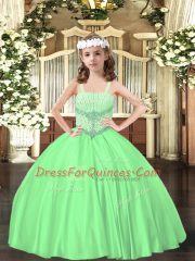 Satin Straps Sleeveless Lace Up Beading Little Girls Pageant Dress Wholesale in Green