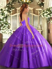 Tulle Sweetheart Sleeveless Lace Up Beading and Appliques Quinceanera Dresses in Blue