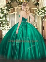 Graceful Sleeveless Floor Length Ruching Zipper Sweet 16 Quinceanera Dress with Dark Green