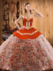 With Train Multi-color Quince Ball Gowns Sweetheart Sleeveless Sweep Train Lace Up