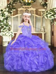 Sleeveless Beading and Ruffles Lace Up Little Girls Pageant Dress