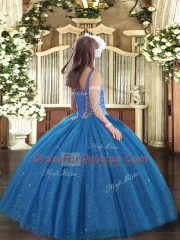 Excellent Brown Girls Pageant Dresses Party and Quinceanera with Beading Straps Sleeveless Lace Up
