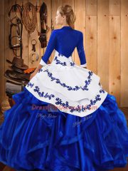 Modern Sleeveless Lace Up Floor Length Embroidery and Ruffles Vestidos de Quinceanera