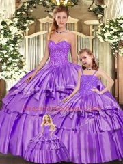Perfect Beading and Ruffled Layers Quinceanera Dresses Eggplant Purple Lace Up Sleeveless Floor Length
