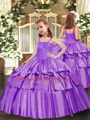 Perfect Beading and Ruffled Layers Quinceanera Dresses Eggplant Purple Lace Up Sleeveless Floor Length