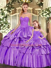 Perfect Beading and Ruffled Layers Quinceanera Dresses Eggplant Purple Lace Up Sleeveless Floor Length