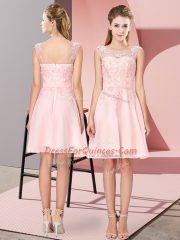 Baby Pink Sleeveless Chiffon Zipper Dama Dress for Prom and Party and Wedding Party