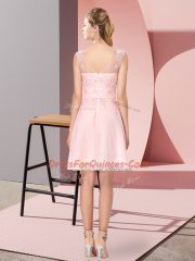 Baby Pink Sleeveless Chiffon Zipper Dama Dress for Prom and Party and Wedding Party