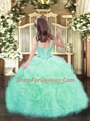 Yellow Ball Gowns Beading and Ruffles and Pick Ups Child Pageant Dress Lace Up Organza Sleeveless Floor Length