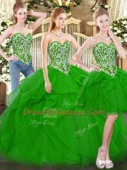 Extravagant Tulle Sleeveless Floor Length Quinceanera Gown and Beading and Ruffles