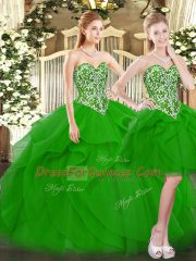 Extravagant Tulle Sleeveless Floor Length Quinceanera Gown and Beading and Ruffles