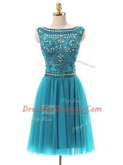 Sweet Teal Bateau Zipper Beading Homecoming Dress Sleeveless