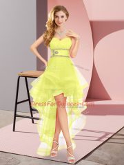 Tulle Sweetheart Sleeveless Lace Up Beading Quinceanera Court of Honor Dress in Yellow