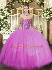 Graceful Lilac Sweet 16 Dresses Military Ball and Sweet 16 and Quinceanera with Beading Sweetheart Sleeveless Lace Up