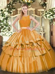 Fancy Tulle Sleeveless Floor Length Quince Ball Gowns and Ruffled Layers