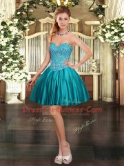Teal Three Pieces Sweetheart Sleeveless Tulle Floor Length Lace Up Beading Sweet 16 Quinceanera Dress