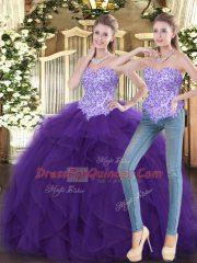 Sleeveless Beading and Ruffles Lace Up Quinceanera Dresses