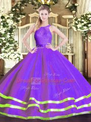 Sleeveless Zipper Floor Length Lace Sweet 16 Dress