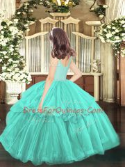 Yellow Green Organza Zipper Straps Sleeveless Floor Length Kids Pageant Dress Beading and Lace