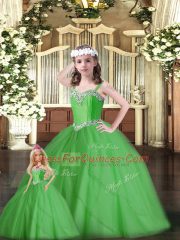 Modern Sweetheart Sleeveless Tulle Quince Ball Gowns Beading Lace Up