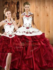 Sleeveless Embroidery and Ruffles Lace Up Quinceanera Gowns