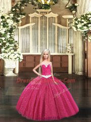 Cheap Ball Gowns Quince Ball Gowns Red Sweetheart Tulle Sleeveless Floor Length Lace Up