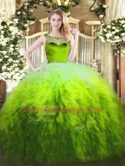 Elegant Floor Length Ball Gowns Sleeveless Multi-color Quince Ball Gowns Zipper