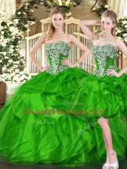 Latest Green Sweetheart Neckline Ruffles Sweet 16 Dresses Sleeveless Lace Up