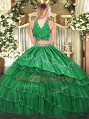 Romantic Sleeveless Beading and Embroidery and Ruffled Layers Zipper 15 Quinceanera Dress