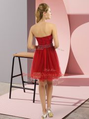 Delicate Fuchsia Zipper Beading Sleeveless Mini Length