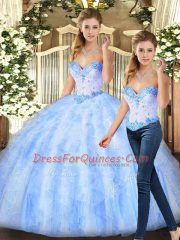 Vintage Sleeveless Beading and Ruffles Lace Up Quinceanera Dress