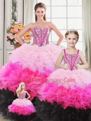 Sweetheart Sleeveless Lace Up Ball Gown Prom Dress Multi-color Organza