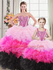 Sweetheart Sleeveless Lace Up Ball Gown Prom Dress Multi-color Organza