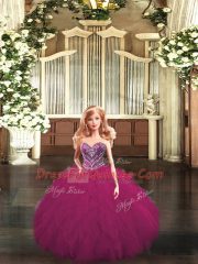 Comfortable Floor Length Fuchsia Sweet 16 Dress Sweetheart Sleeveless Lace Up