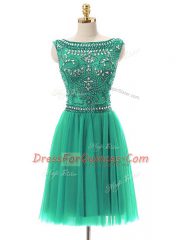 Turquoise Sleeveless Beading Mini Length Prom Evening Gown