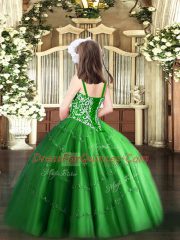 Fuchsia Lace Up Little Girls Pageant Dress Wholesale Beading and Appliques Sleeveless Floor Length