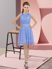 Knee Length Lavender Court Dresses for Sweet 16 Chiffon Sleeveless Sequins