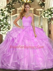 Fine Floor Length Ball Gowns Sleeveless Lilac Sweet 16 Dresses Lace Up
