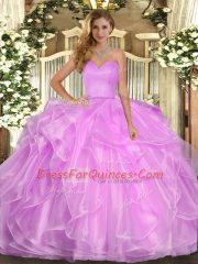 Fine Floor Length Ball Gowns Sleeveless Lilac Sweet 16 Dresses Lace Up