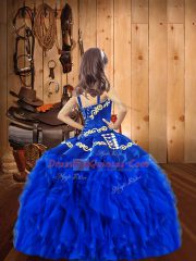 Orange Red Sleeveless Organza Lace Up Pageant Gowns For Girls for Party and Sweet 16 and Quinceanera and Wedding Party