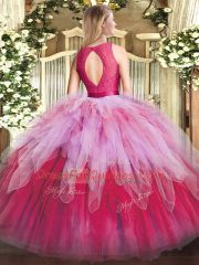 Delicate Multi-color Zipper Vestidos de Quinceanera Lace and Ruffles Sleeveless Floor Length