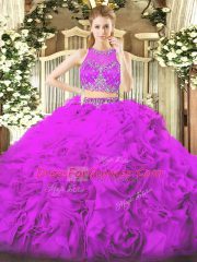 Beading Quinceanera Gown Lilac Zipper Sleeveless Floor Length