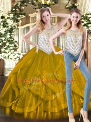 Sweetheart Sleeveless Zipper Sweet 16 Quinceanera Dress Olive Green Organza