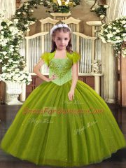 Inexpensive Sleeveless Beading Lace Up Child Pageant Dress